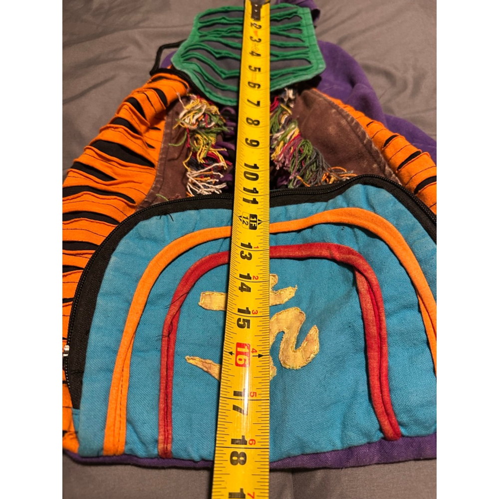 Unisex Bohemian Backpack Purple Orange Tiger Print Size One Size - Picture 6 of 7